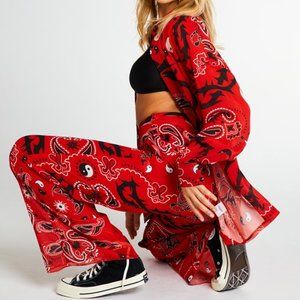 Jaded London Bandana Print Chiffon Shirt & Trouser
